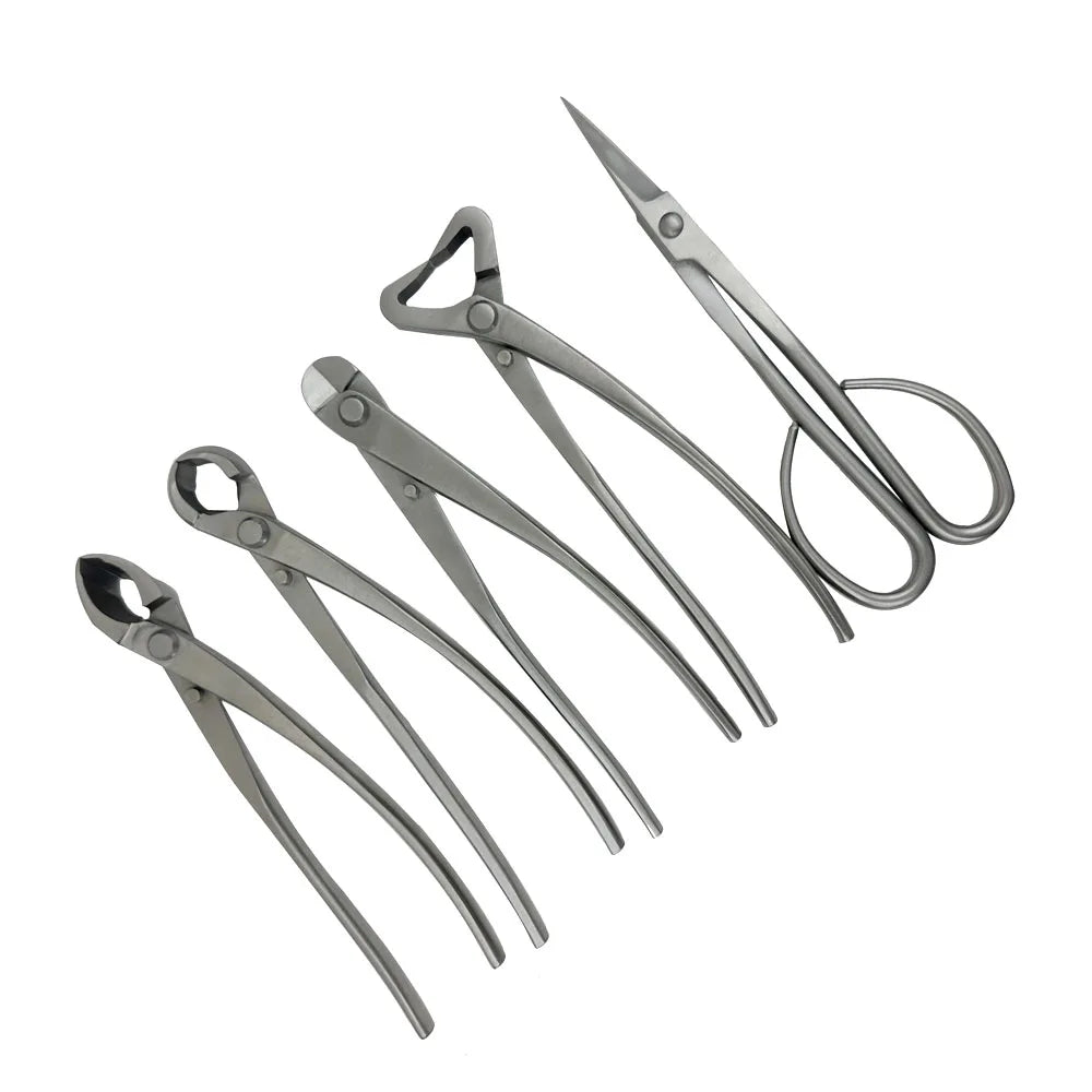 Narrow Handle Stainless Steel Bonsai tool Set Bonsai Scissors Knob Branch Cutter Trunk Splitter New Design for Garden Succulent