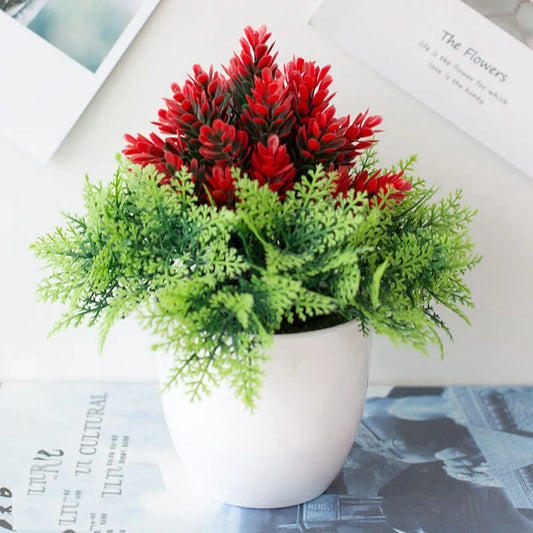Artifical Plant Creative Mini Ball Sakura Snow Ball Plastic Potted Grass Ball Bonsai Small Tree Home Decoration Flower Ornament
