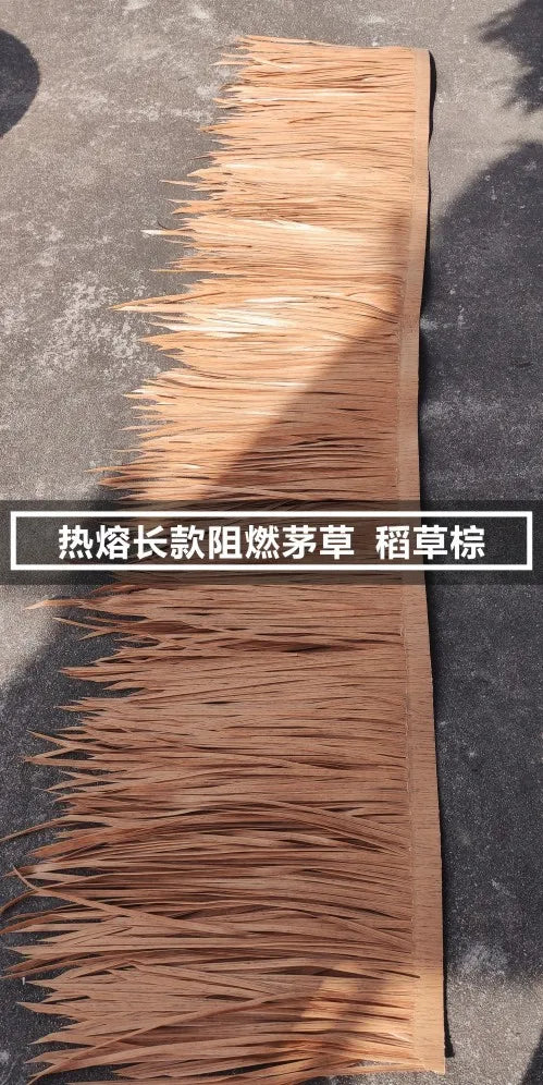 Length 10M Mexican Straw Roof Artifical Plastic Retardant Thatch Simulated Fake Grass Garden Patio Covers Fake Plant Tiki Roof
